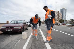 Avance de obras en la ciclovía de la rambla Avance de obras en la ciclovía de la rambla