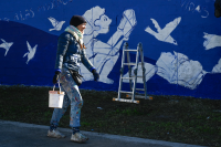 Pintada de mural por campaña «Informando a las mujeres, transformando vidas»