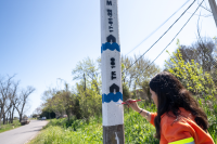 Vecinos y vecinas realizan pintada de columna en el barrio Bajo Valencia