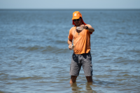 Muestreo de agua en Playa Los Cilindros, 9 de enero de 2025