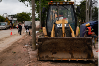 Avance de obras en veredas de las calles Coralio Lacosta y Carlos A. López, 24 de octubre de 2023