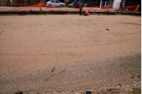 Avance de trabajos de pavimentación en la calle Pedro de Mendoza esquina Carlos A. López , 24 de octubre de 2023