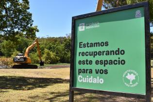 Limpieza del lago del parque Rivera