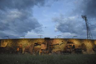 Iluminación del mural del estadio Luis Tróccoli en el Cerro 