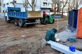 Obras en plaza Manuel Oribe.