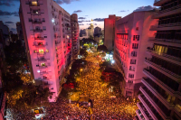 Vista aérea del escenario Libertador durante los festejos por los 300 años de Montevideo