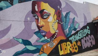 Mural Montevideo libre de acoso en el Centro Comunal Zonal Nº4