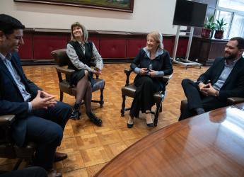 Intendenta de Montevideo Carolina Cosse recibe a Pedro Jisdonian, presidente de la departamental de Montevideo por el partido Nacional