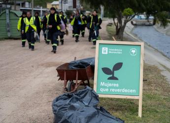 Plantación de flores del programa Mujeres que Reverdecen en el barrio Bajo Valencia