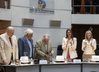 Entrega de galardón San Felipe y Santiago de Montevideo a los ex presidentes Dr. Julio María Sanguinetti, Dr. Luis Alberto Lacalle y José Alberto Mujica